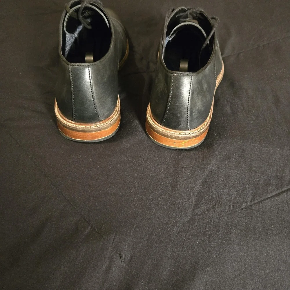 Leather Dress Shoes Mens Size 11.5 Black Cap Toe Derby Business‎ Casual Office
